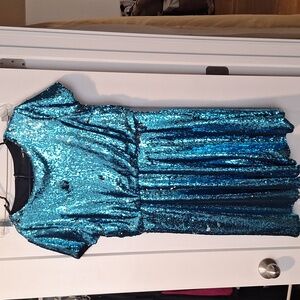 Teal sequin dress size XL asos